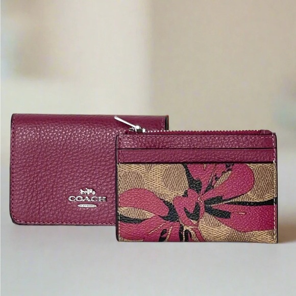NWT Coach Card Holder Mini Wallet Bow Signature Canvas - Picture 1 of 8